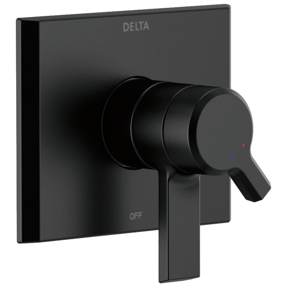 Delta Faucet Matte Black 1.75 gpm Pressure Balance Trim Only with Single Lever Handle for R10000 Series Universal Tub Shower Valve 