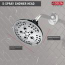 Delta Faucet Chrome Multi Function Full Body, Full Spray with Massage, H2Okinetic®, Massage and Pause Showerhead 