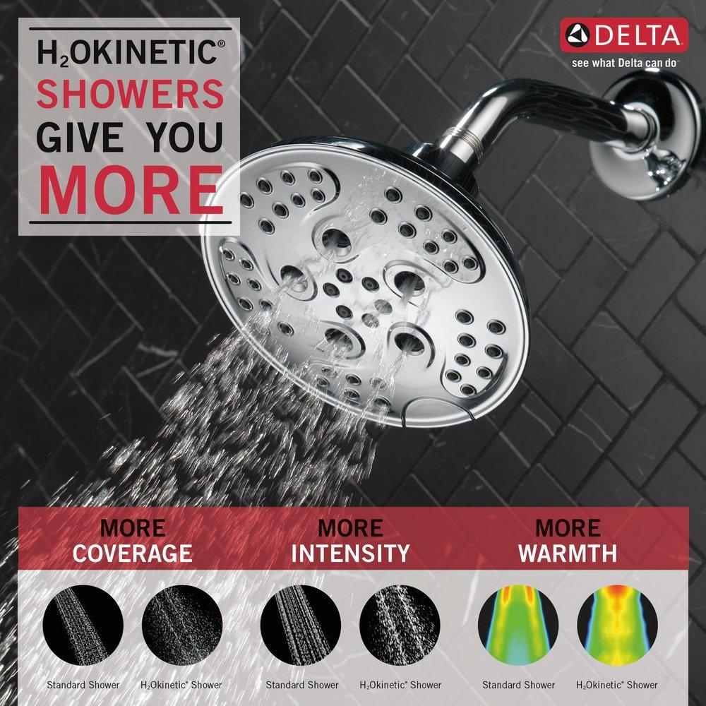Delta Faucet Chrome Multi Function Full Body, Full Spray with Massage, H2Okinetic®, Massage and Pause Showerhead 