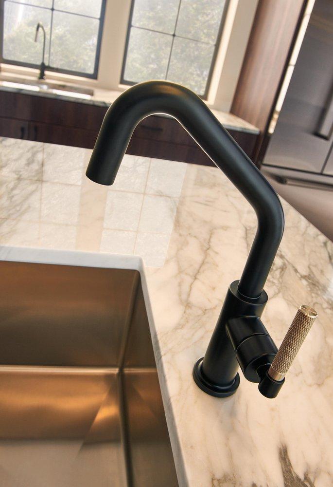 Brizo Matte Black/Luxe Gold Single Handle Lever Handle Bar Faucet 