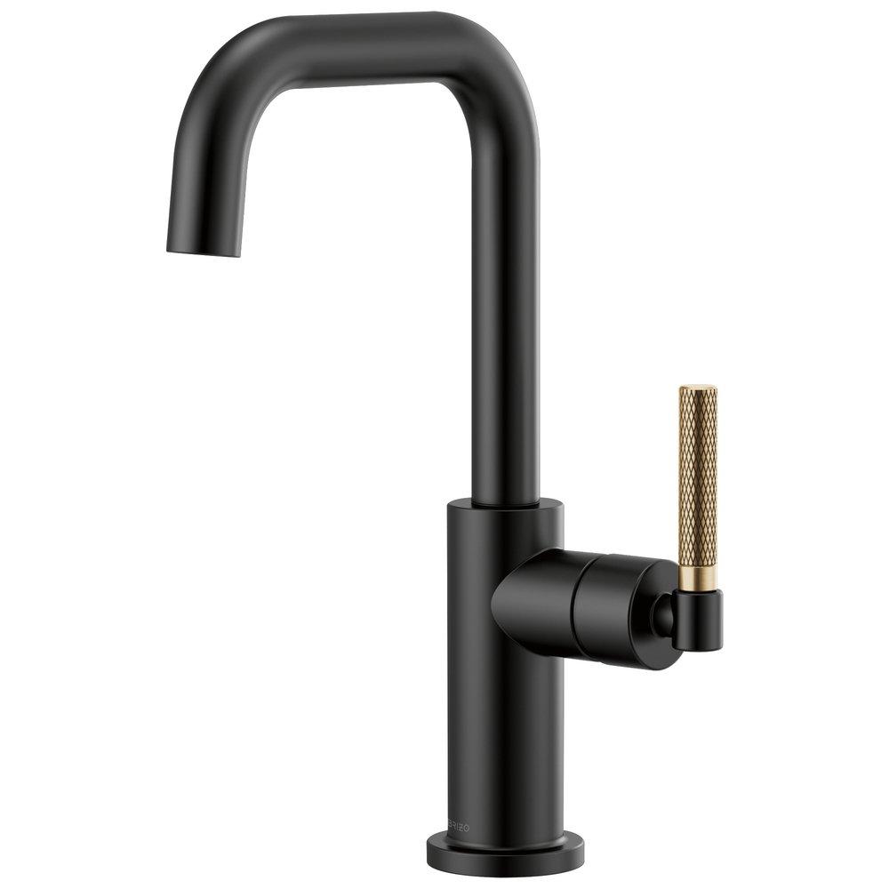 Brizo Matte Black/Luxe Gold Single Handle Lever Handle Bar Faucet 