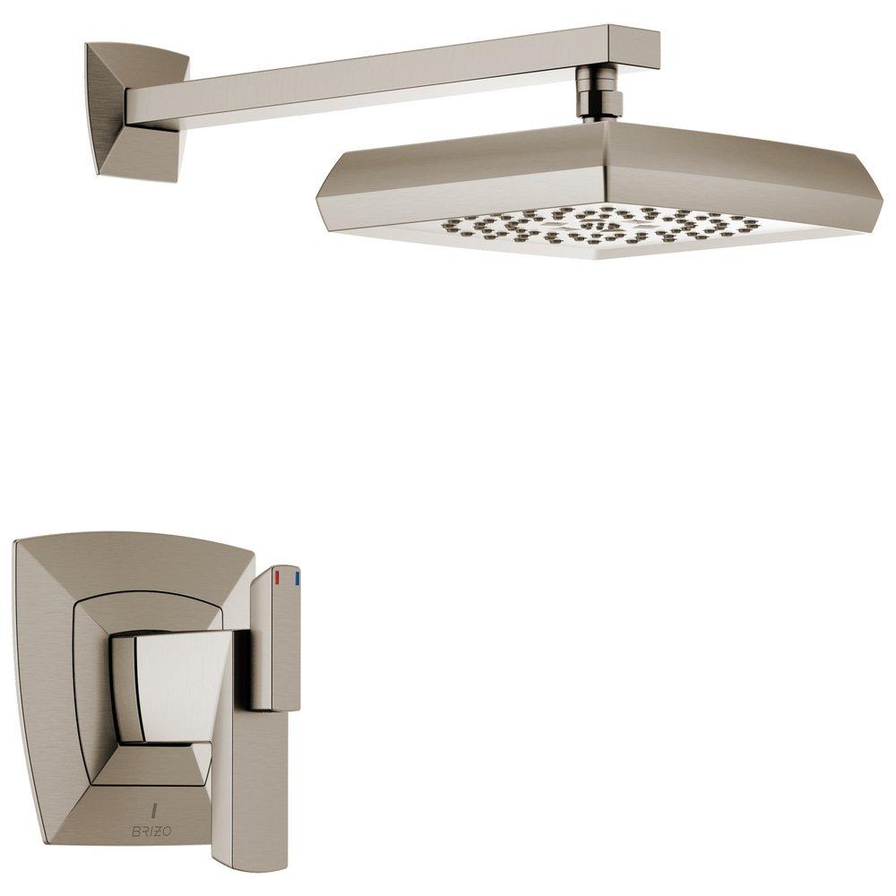Brizo Luxe Nickel 2 gpm Wall Mount Thermostat Shower Faucet Trim Only with Single Lever Handle 
