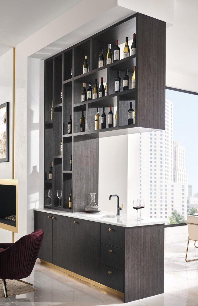 Brizo Matte Black/Luxe Gold Single Handle Lever Bar Faucet 