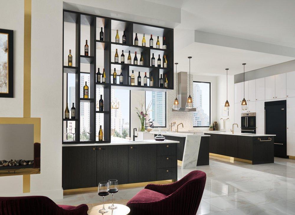 Brizo Matte Black/Luxe Gold Single Handle Lever Bar Faucet 