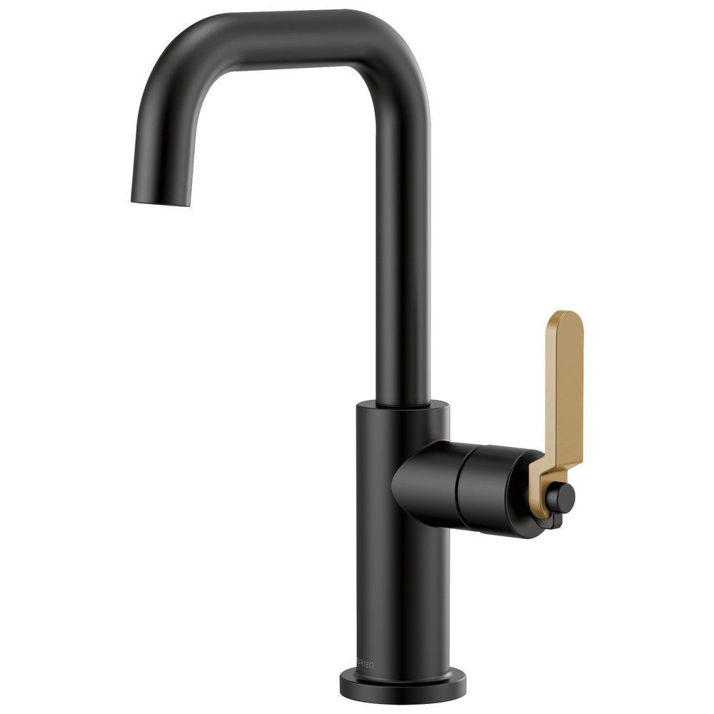 Brizo Matte Black/Luxe Gold Single Handle Lever Bar Faucet 