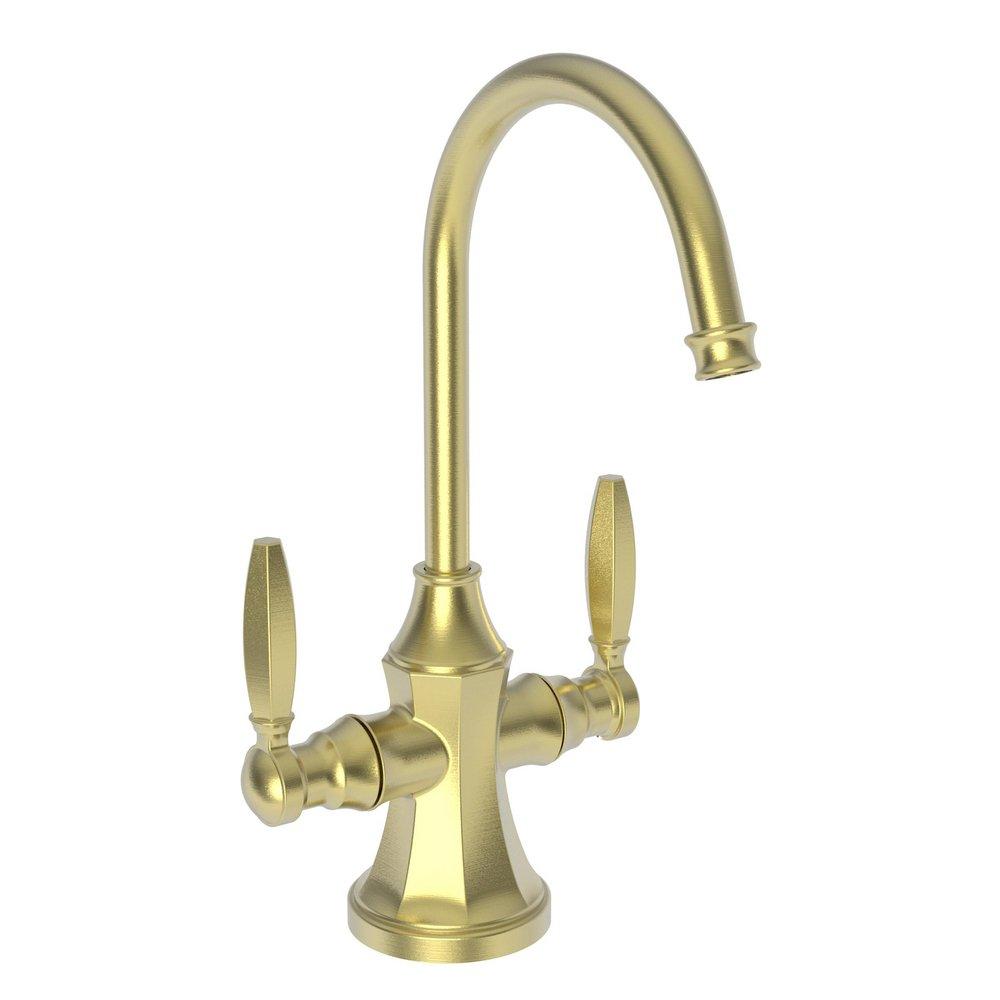 Newport Brass Satin Brass - PVD 1 gpm Deck Mount Gooseneck Hot and Cold Water Dispenser with Double Lever Handle 
