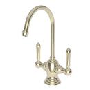 1 gpm 1 Hole Deck Mount Hot and Cold Water Dispenser with Double Lever Handle in French Gold - PVD