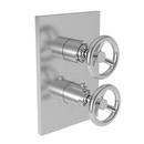 Wall Mount Square Thermostatic Trim Plate with Double Hand Wheel Handle in Polished Chrome