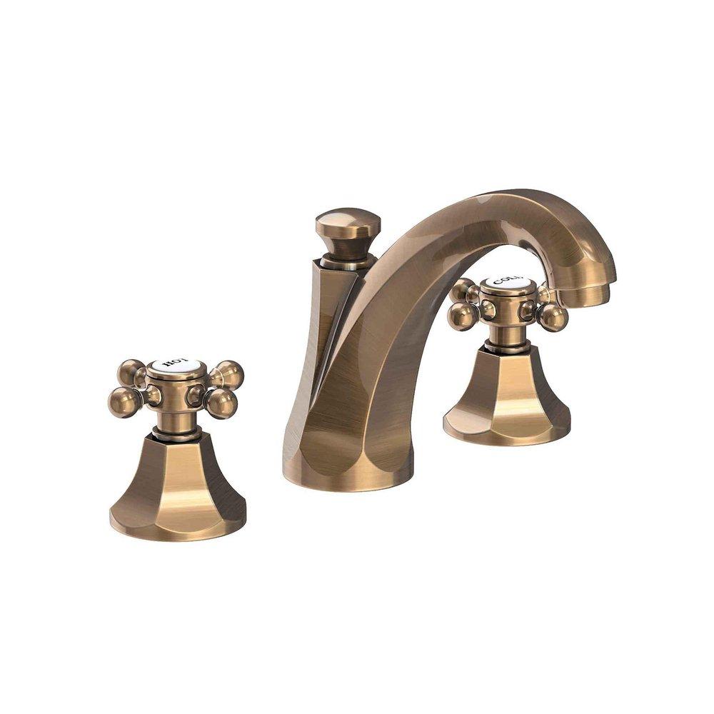 Newport Brass Antique Brass Two Handle Widespread Bathroom Sink Faucet Cross Handle 