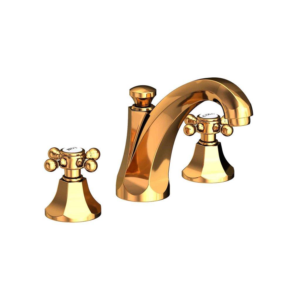 Newport Brass Polished Gold - PVD Two Handle Widespread Bathroom Sink Faucet Cross Handle 