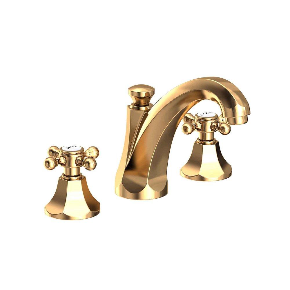Newport Brass Uncoated Polished Brass - Living Two Handle Widespread Bathroom Sink Faucet Cross Handle 