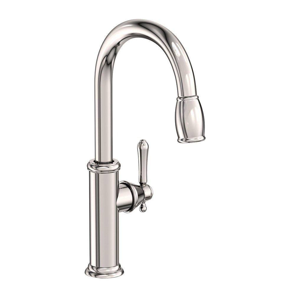 Newport Brass Polished Nickel - Natural Single Handle Pull Down Kitchen Faucet 