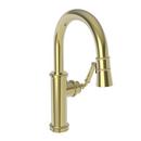 Single Handle Pull Down Bar Faucet in Uncoated Polished Brass - Living