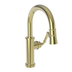Single Handle Pull Down Bar Faucet in Uncoated Polished Brass - Living