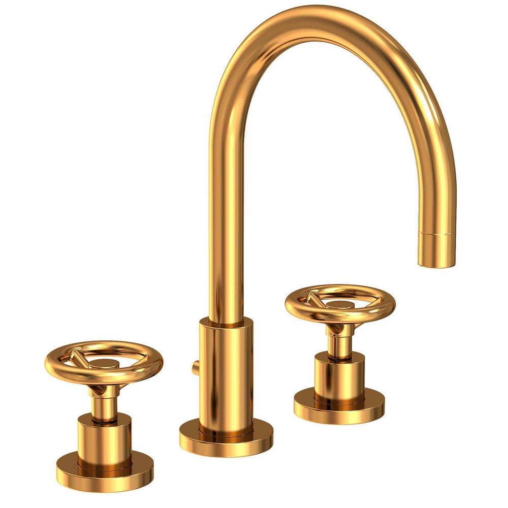 Newport Brass Aged Brass Two Handle Widespread Bathroom Sink Faucet Wheel Handle 