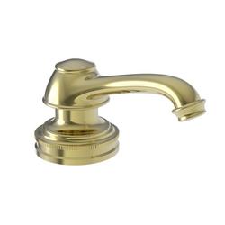 13 oz. Deck Mount Push Down Soap or Lotion Dispenser in Uncoated Polished Brass - Living