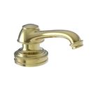 13 oz. Deck Mount Push Down Soap or Lotion Dispenser in Uncoated Polished Brass - Living
