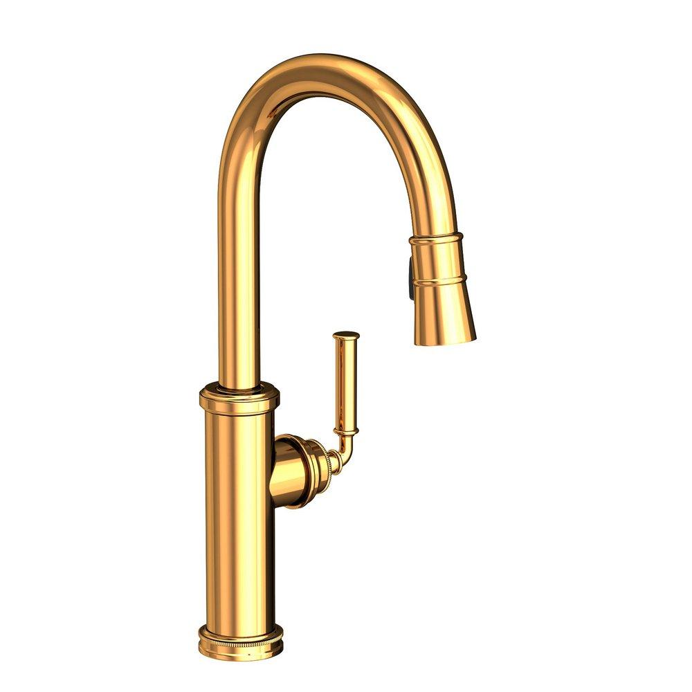Newport Brass Polished Gold - PVD Single Handle Pull Down Kitchen Faucet 