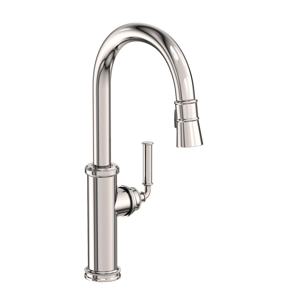 Newport Brass Polished Nickel - Natural Single Handle Pull Down Kitchen Faucet 