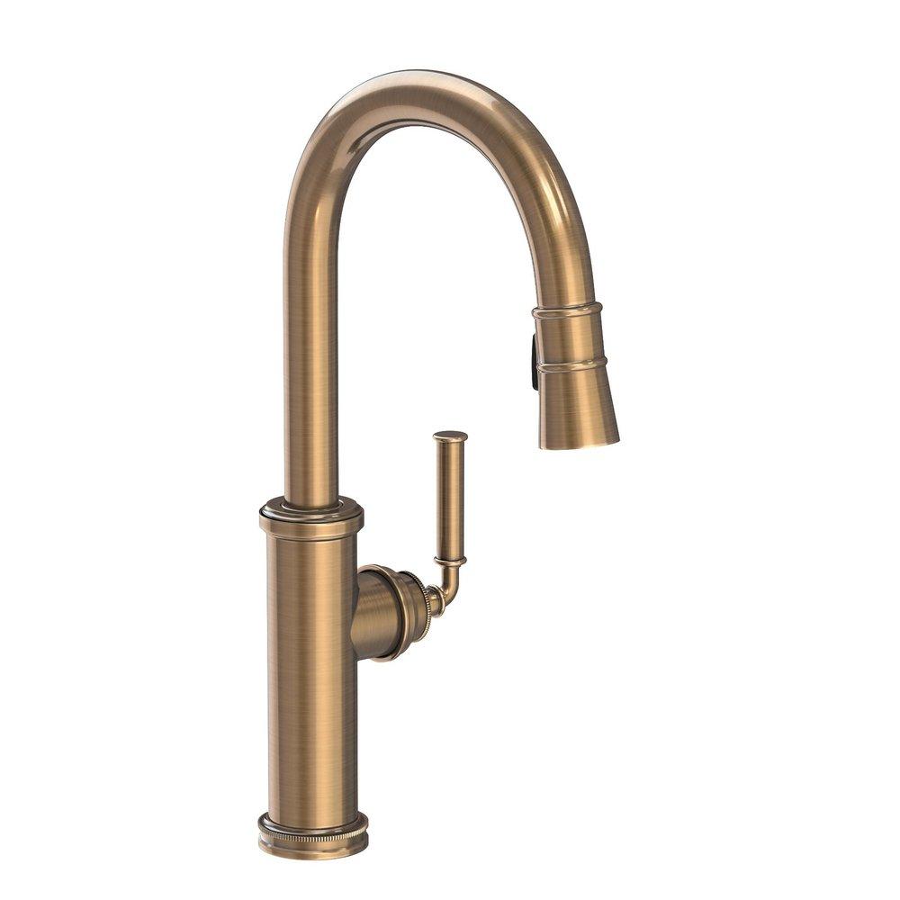 Newport Brass Antique Brass Single Handle Pull Down Kitchen Faucet 