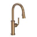 Single Handle Pull Down Kitchen Faucet in Antique Brass