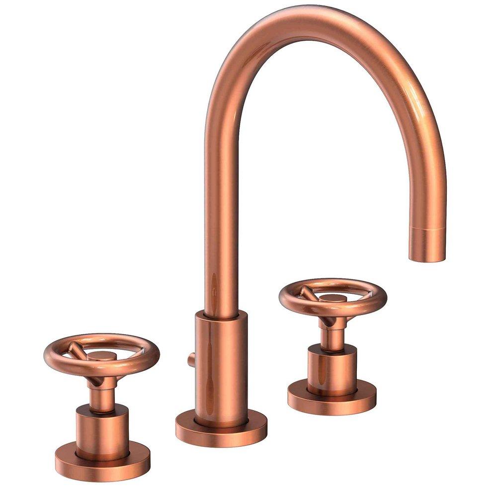 Newport Brass Antique Copper Two Handle Widespread Bathroom Sink Faucet Wheel Handle 