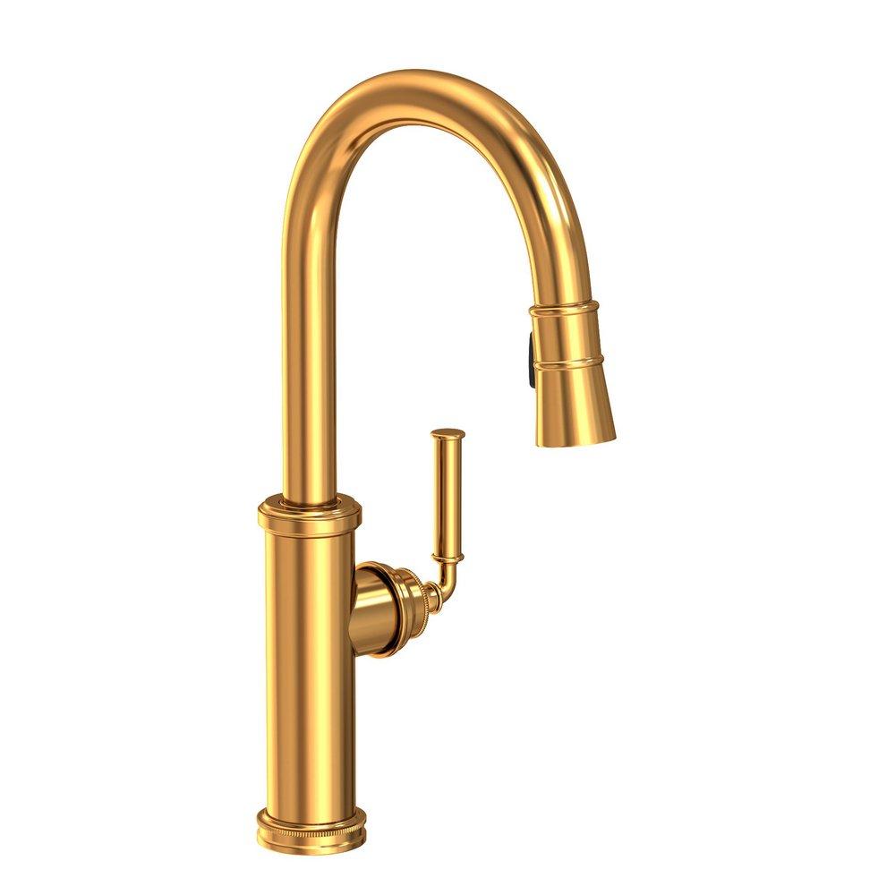 Newport Brass Aged Brass Single Handle Pull Down Kitchen Faucet 