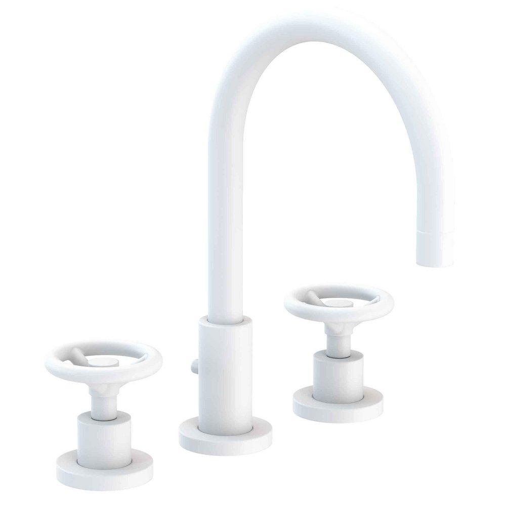 Newport Brass Matte White Two Handle Widespread Bathroom Sink Faucet Wheel Handle 