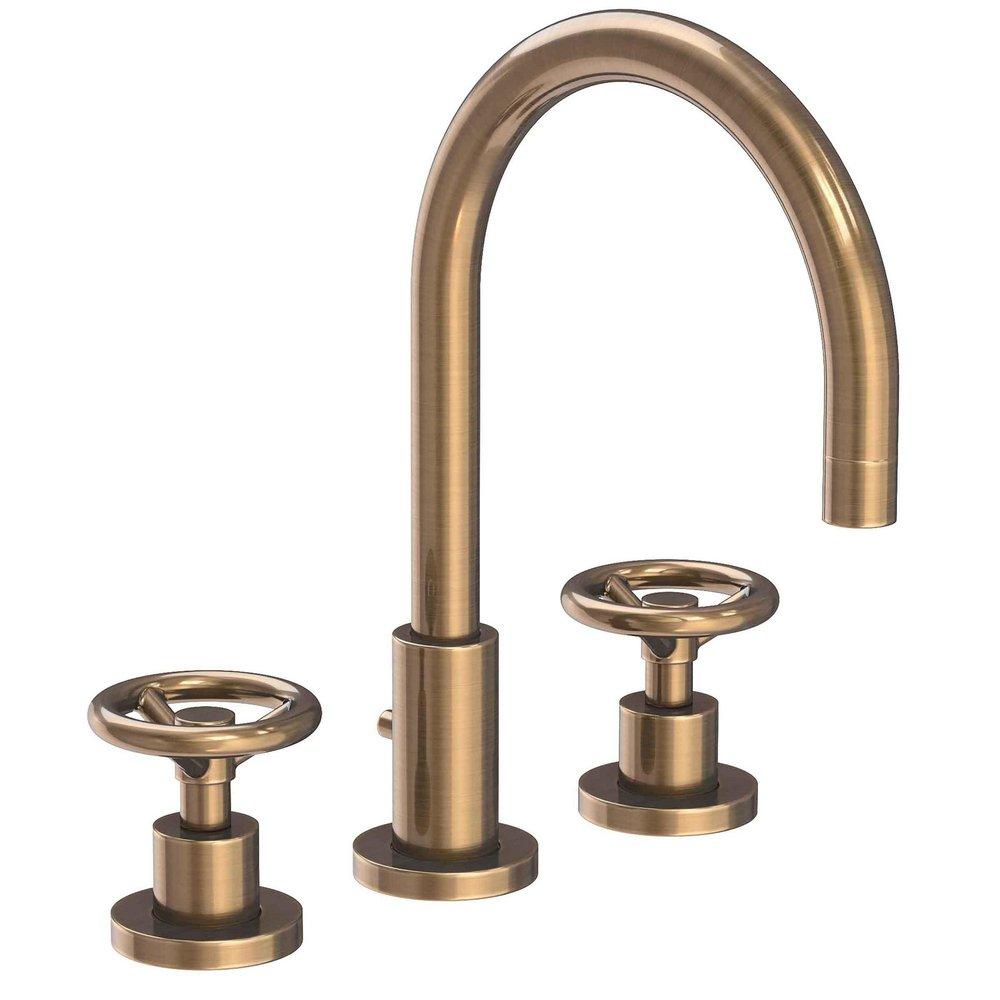 Newport Brass Antique Brass Two Handle Widespread Bathroom Sink Faucet Wheel Handle 