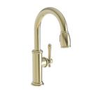 1.8 gpm 1 Hole Deck Mount Prep or Bar Faucet with Single Lever Handle and Pull Down Spout in French Gold - PVD