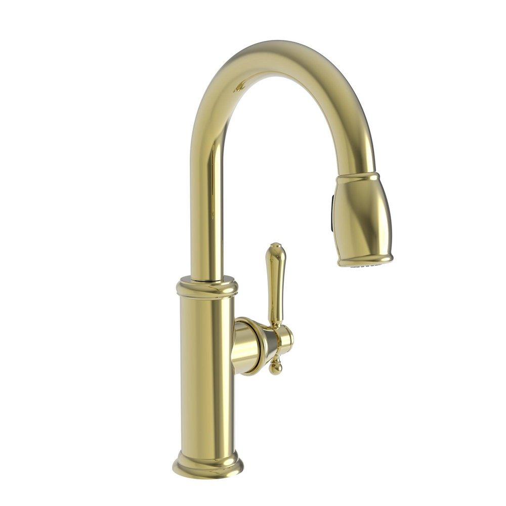 Newport Brass Uncoated Polished Brass - Living Single Handle Lever Bar Faucet 