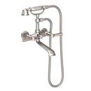 Three Handle Wall Mount Tub Filler with Handshower in Satin Nickel - PVD