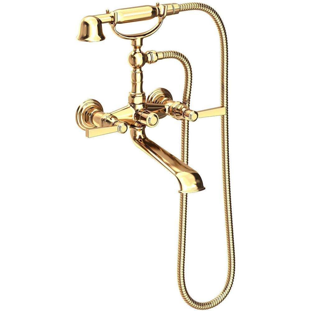 Newport Brass Uncoated Polished Brass Three Handle Wall Mount Filler 
