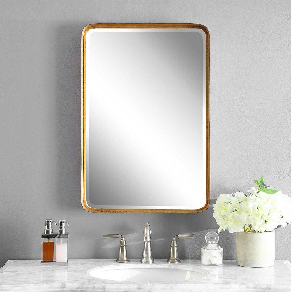 Uttermost Antique Gold Leaf 3 in. Mirror Rectangular in Gold Tones 