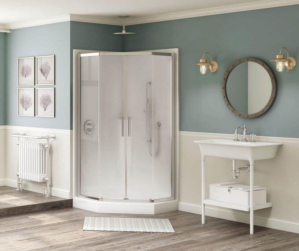 Maax US Polished Chrome 38 x 71-1/2 in. Sliding Crystal Clear Glass Neo Angle Shower Door 