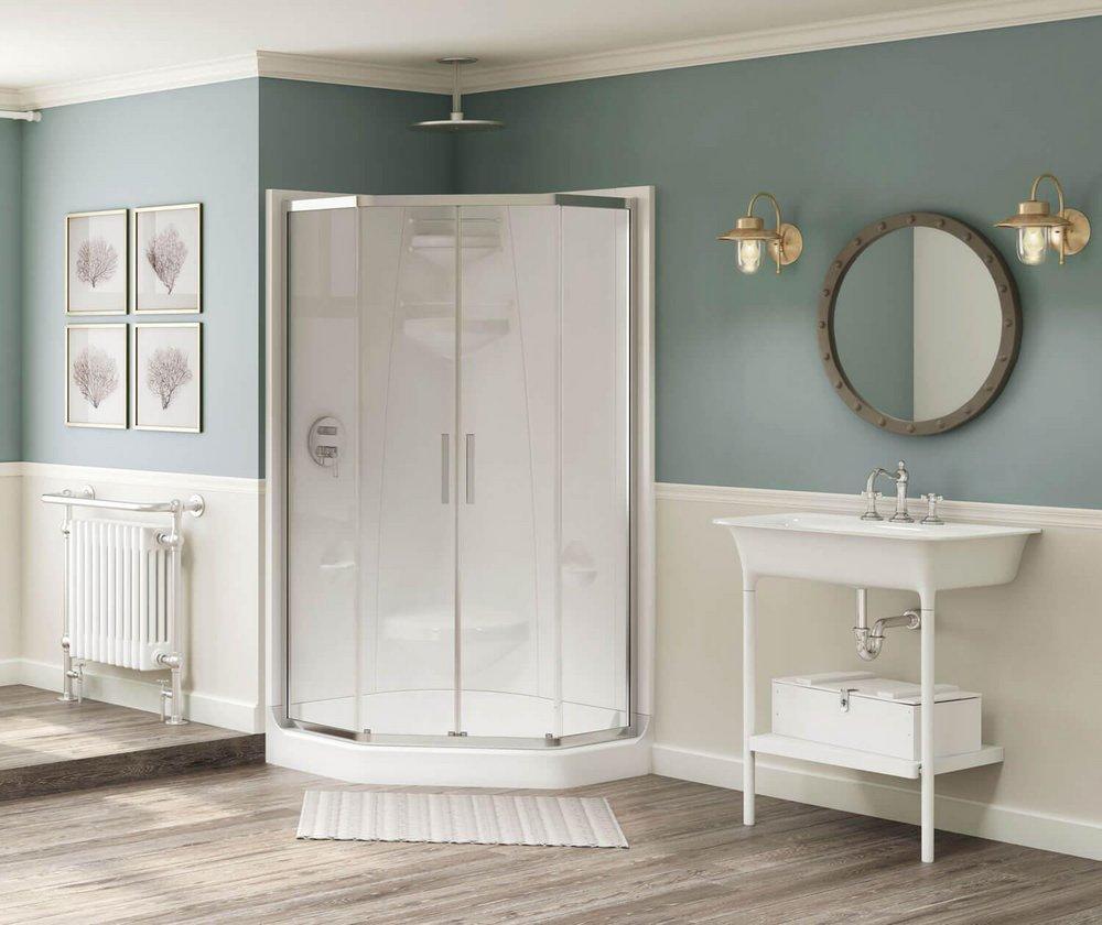 Maax US Polished Chrome 38 x 71-1/2 in. Sliding Crystal Clear Glass Neo Angle Shower Door 