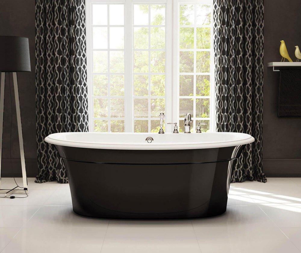 Black 66 x 36 in. Drop-In Bathtub with Center Drain 