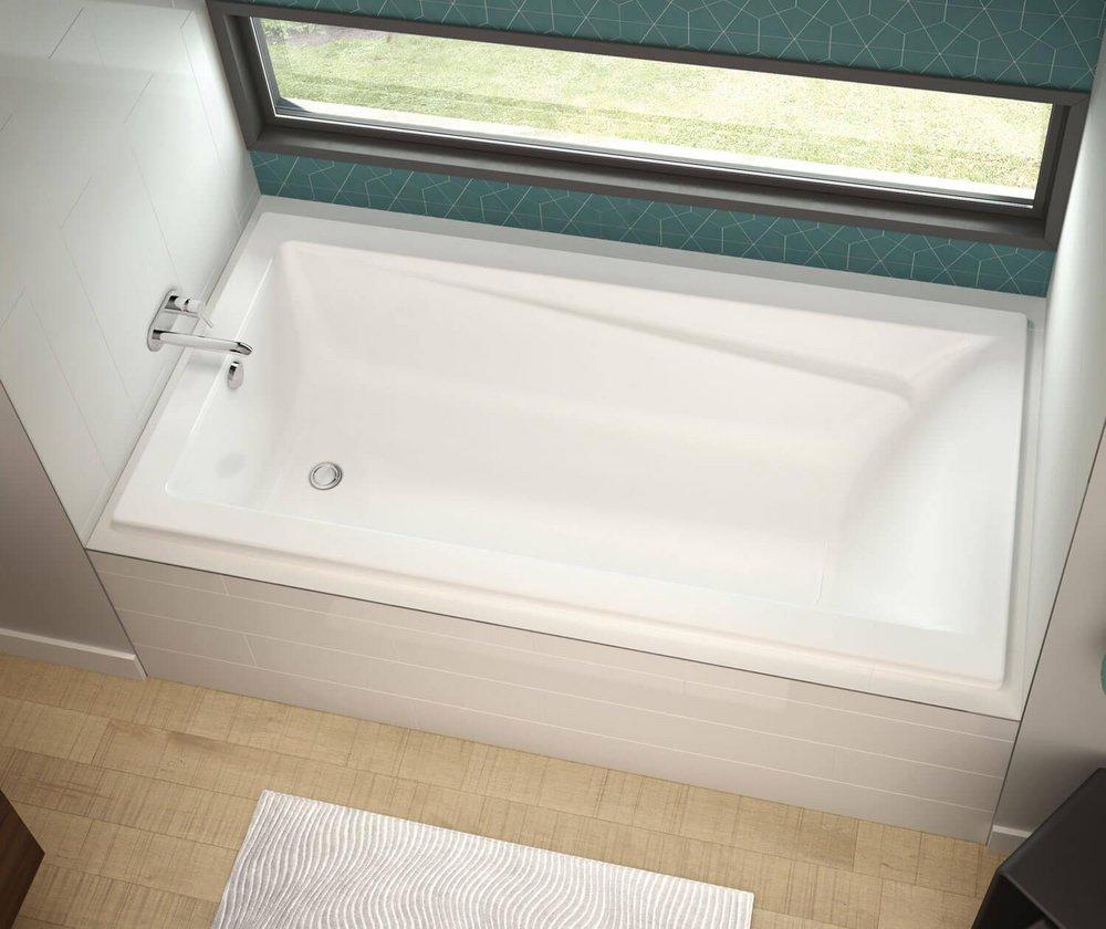 Maax US White 59-7/8 x 42 in. Drop-In Bathtub with End Drain 