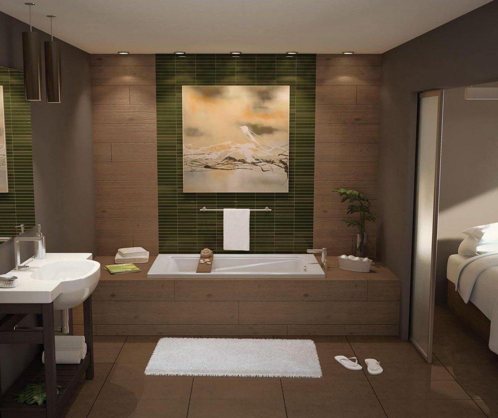 Maax US White 59-7/8 x 42 in. Drop-In Bathtub with End Drain 