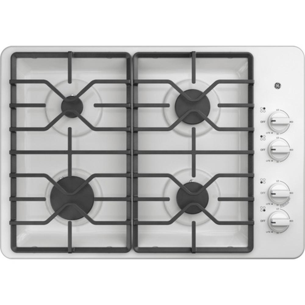 GE&reg; White 4 Burner Sealed Cooktop 