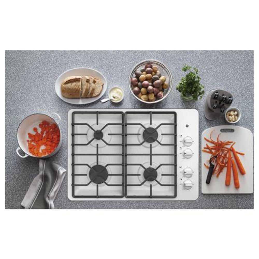 GE&reg; White 4 Burner Sealed Cooktop 