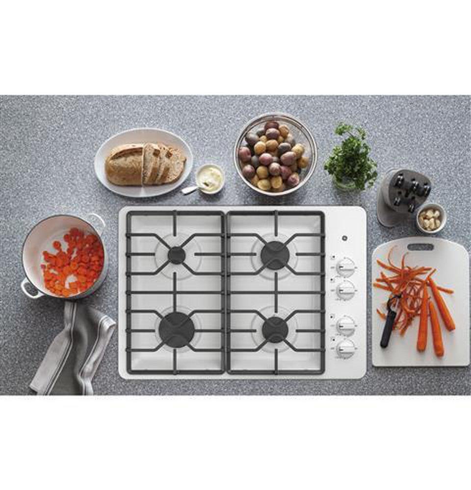 GE&reg; White 4 Burner Sealed Cooktop 