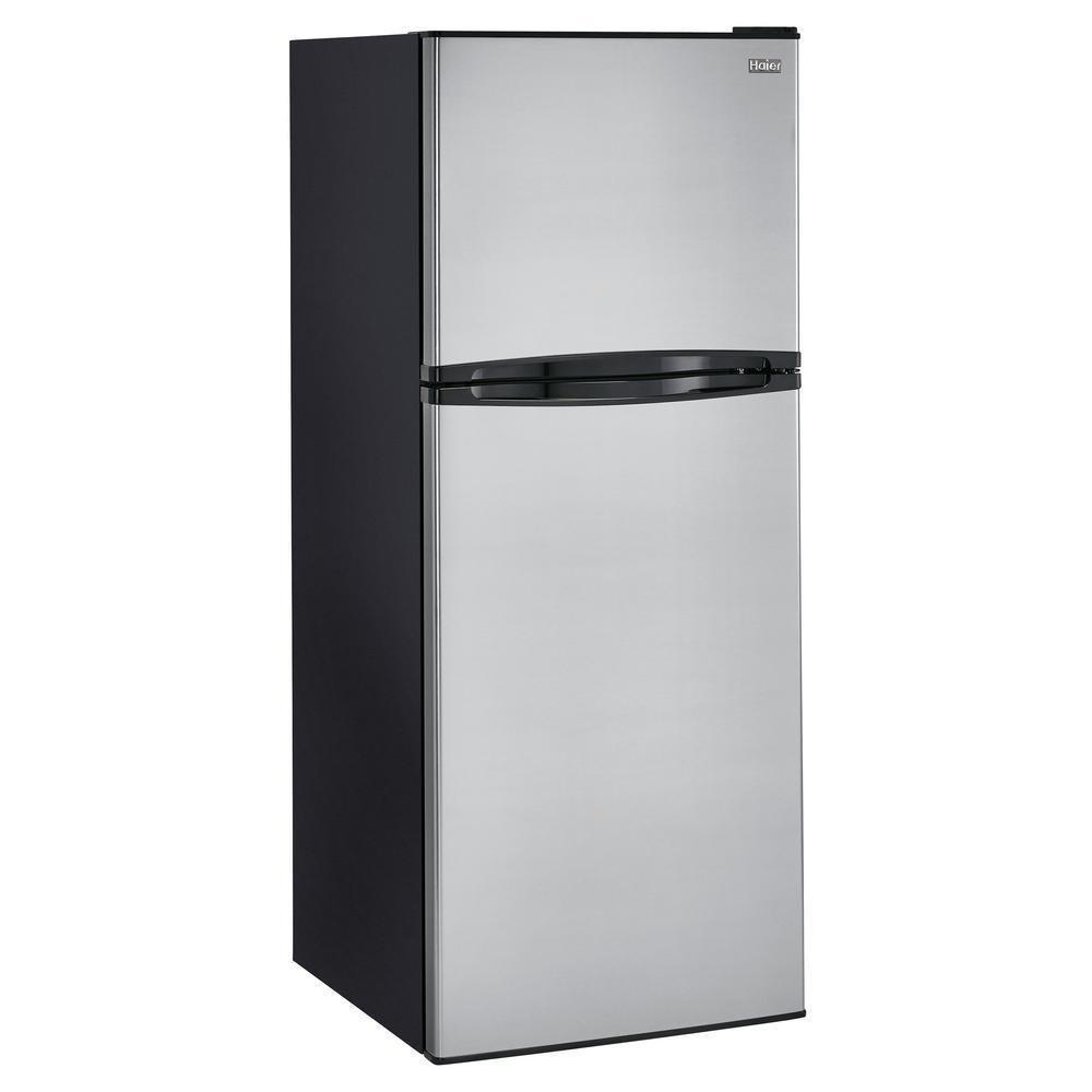 Haier Stainless Steel 23-3/5 in. 9.8 cu. ft. Freezer on Top Refrigerator 