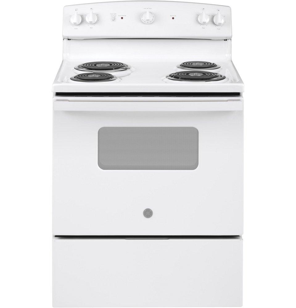 GE® White 30 in. Electric 4-Burner Coil Freestanding Range 
