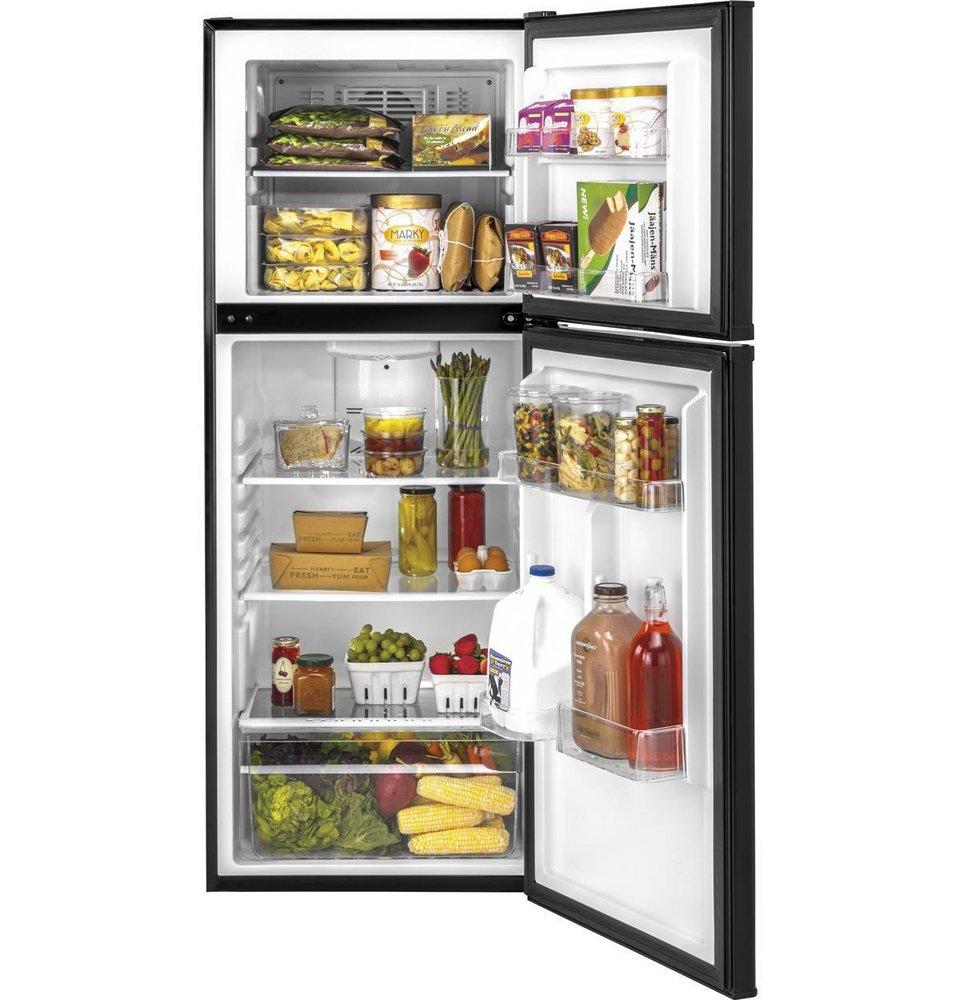Haier Black 23-3/5 in. 9.8 cu. ft. Freezer on Top Refrigerator 