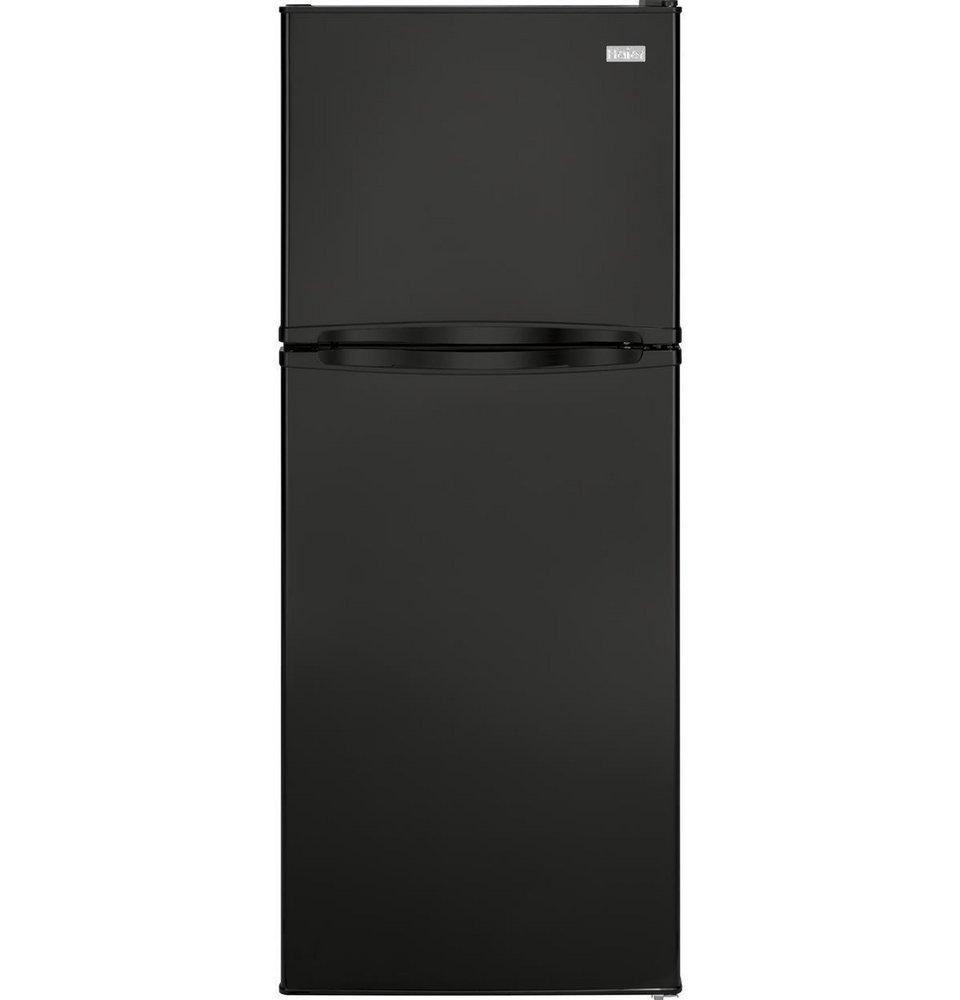Haier Black 23-3/5 in. 9.8 cu. ft. Freezer on Top Refrigerator 