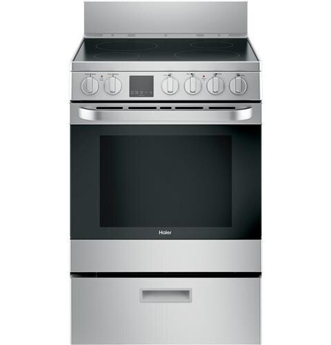 Haier Stainless Steel 24 in. Electric 4-Burner Radiant Freestanding Range 