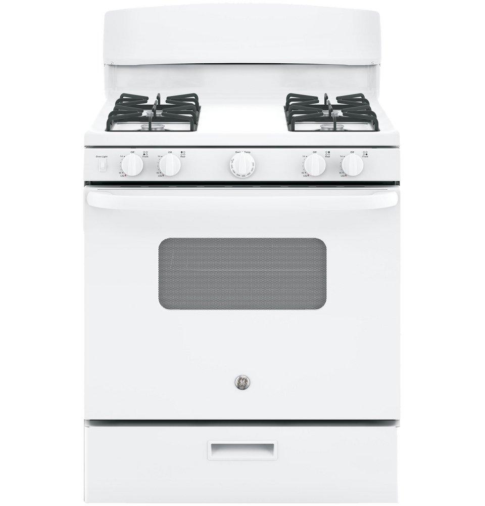 GE® White 30 in. Gas 4-Burner Sealed Freestanding Range 