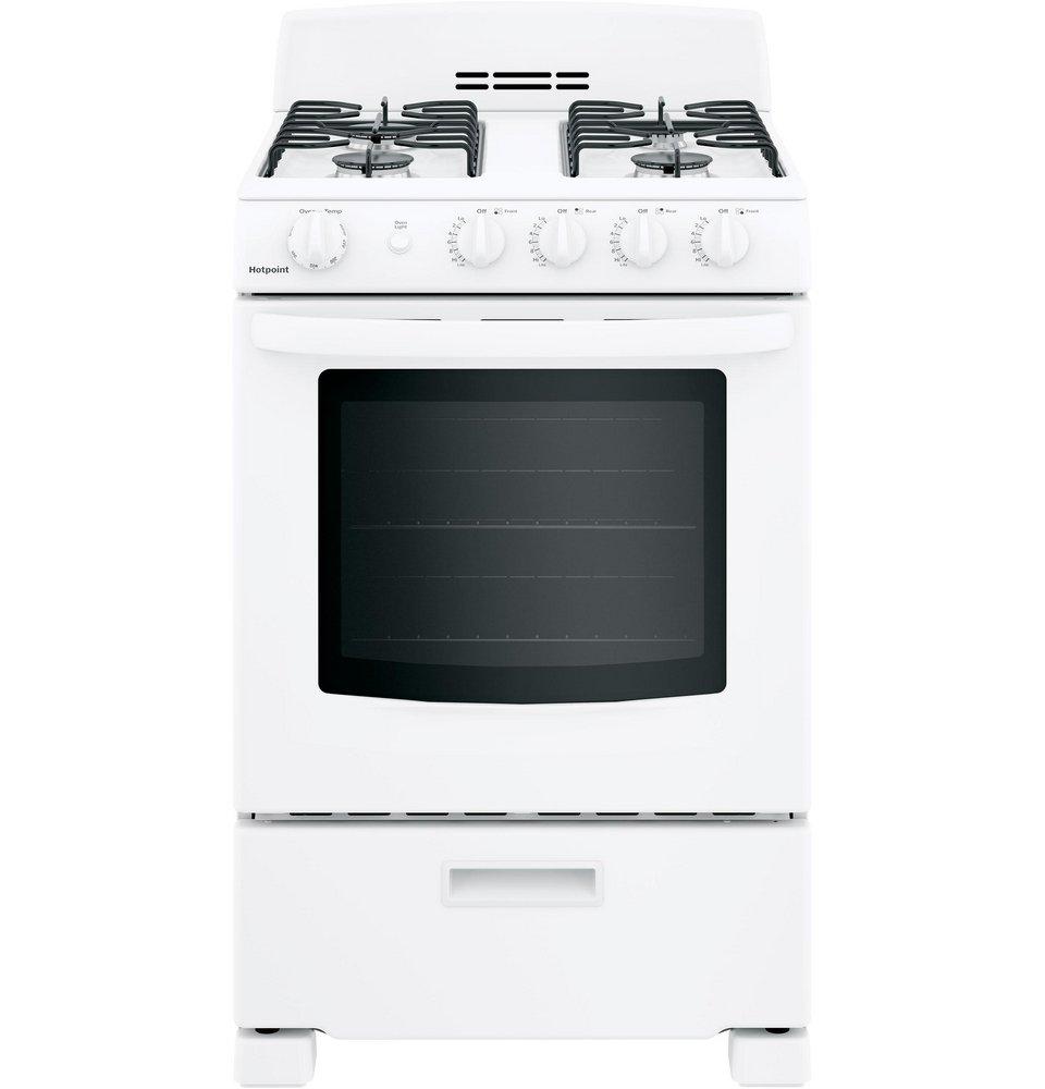 Hotpoint&reg; White 23-3/4 in. Gas 4-Burner Sealed Freestanding Range 