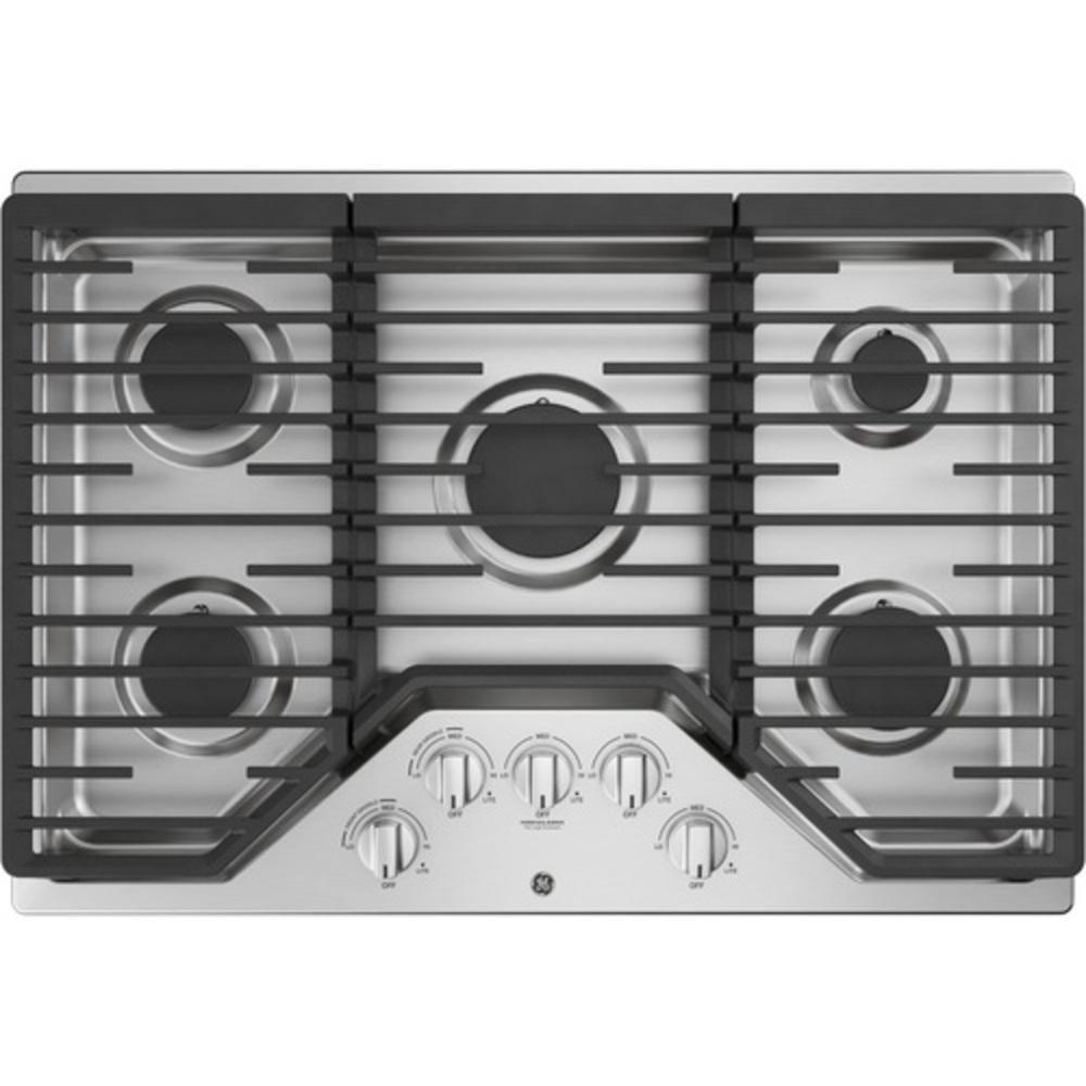 GE&reg; Stainless Steel 5 Burner Sealed Cooktop 